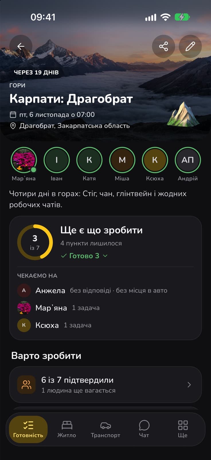 Готовність у темній темі